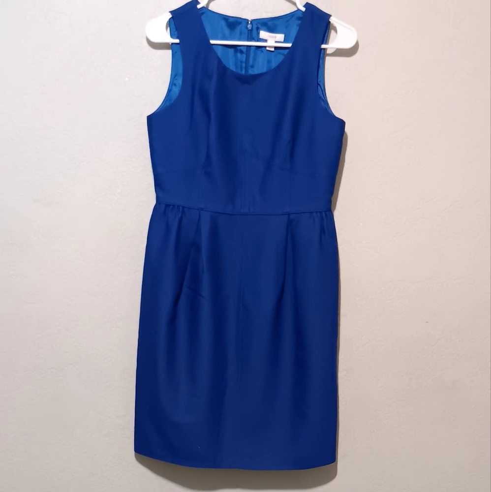 J. Crew Women Royal Blue Dress Sleeveless Wool-Silk Blend Sz6 Pockets - Picture 13 of 13